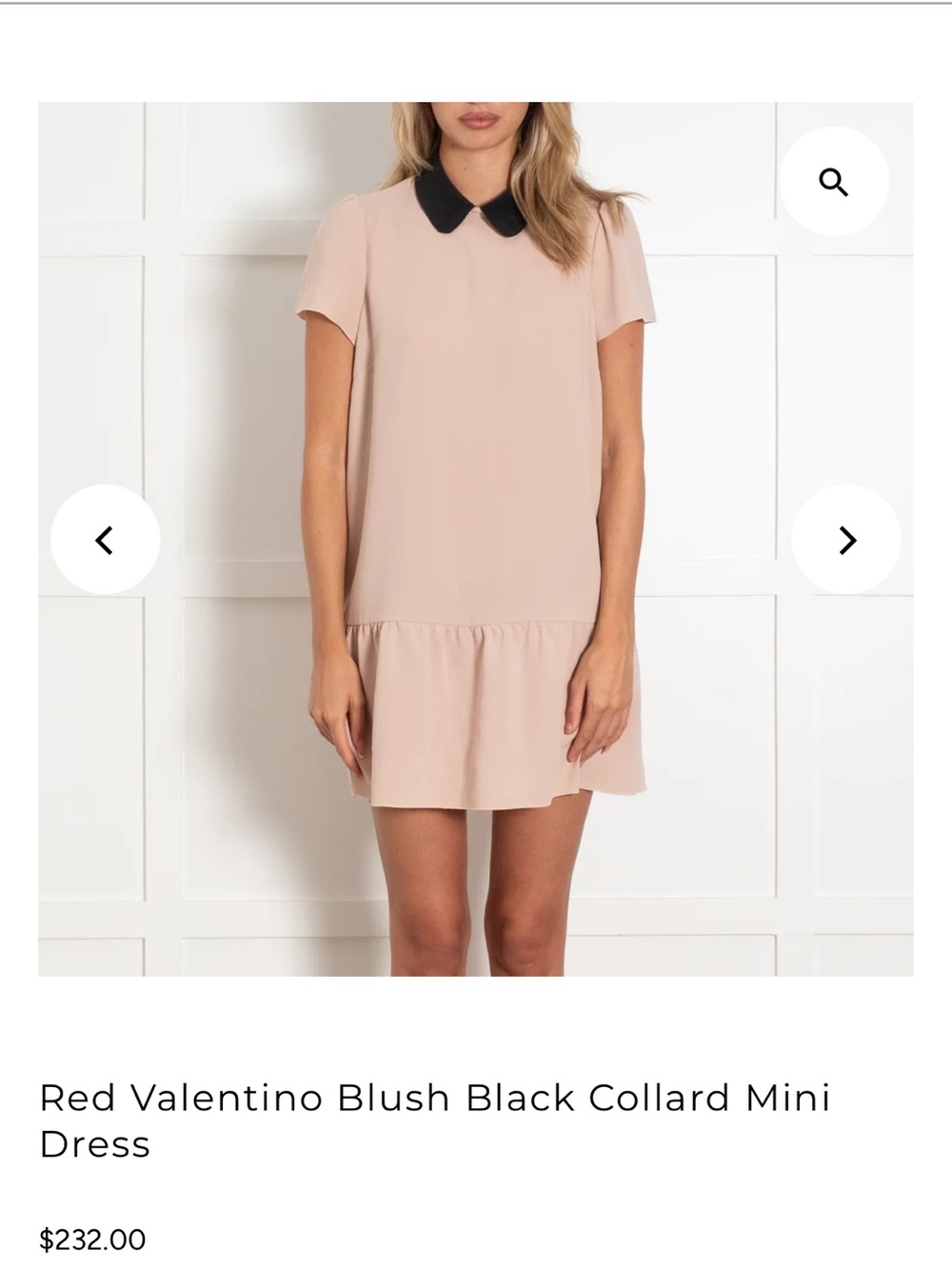 RED Valentino Blush Mini Dress with Black Peter Pan Collar
